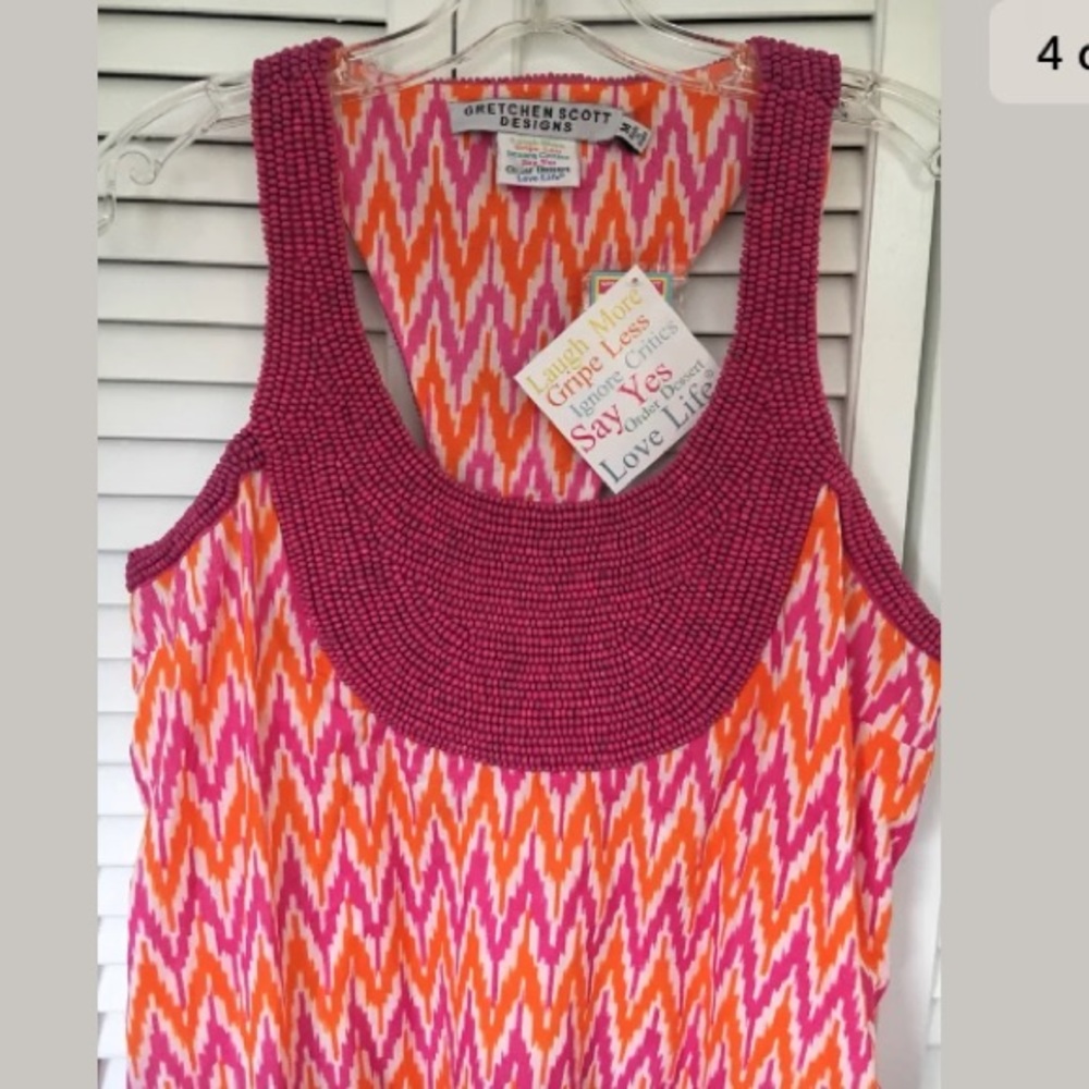 NWT Gretchen Scott Beaded Chevron Boho Dress M